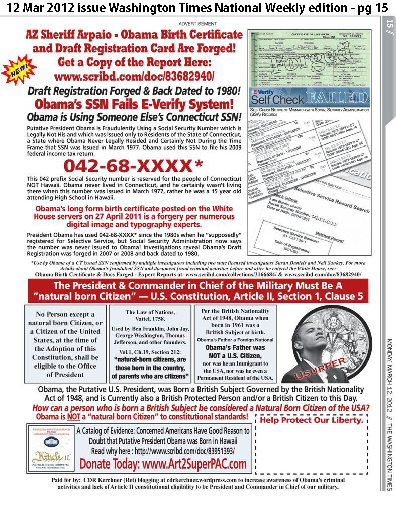 Sheriff Arpaio Says - Obama Docs Forged!