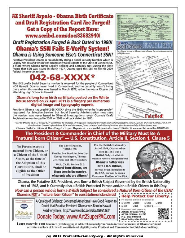 AZ Sheriff Says Obama BC Forged