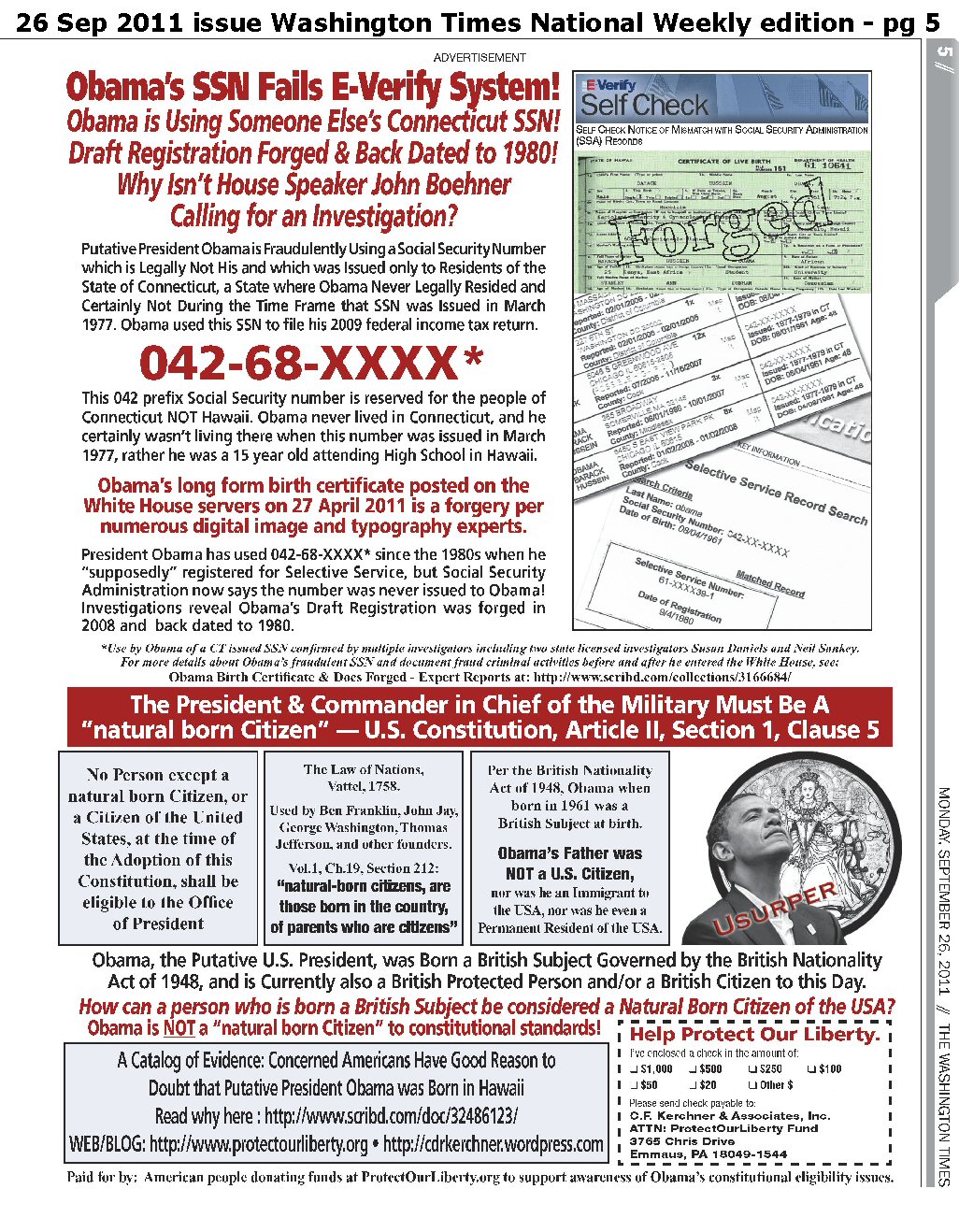 Obama SSN Fails E-Verify!