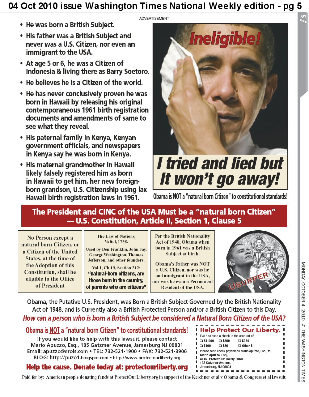 Obama Sweating Ineligible