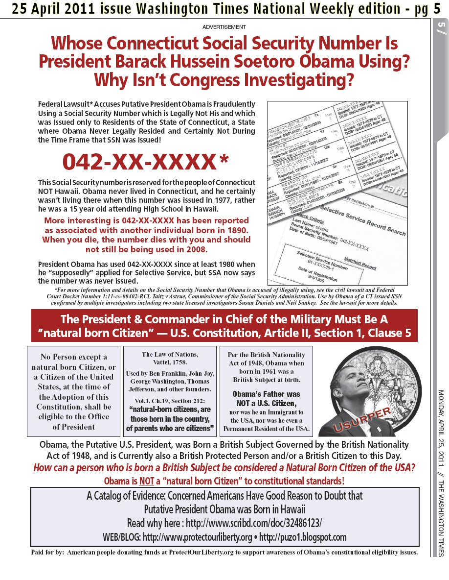 Whose CT SSN is Obama Using?