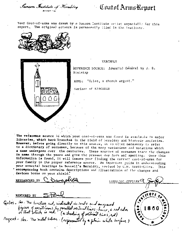 [Kerchner Coat of Arms]